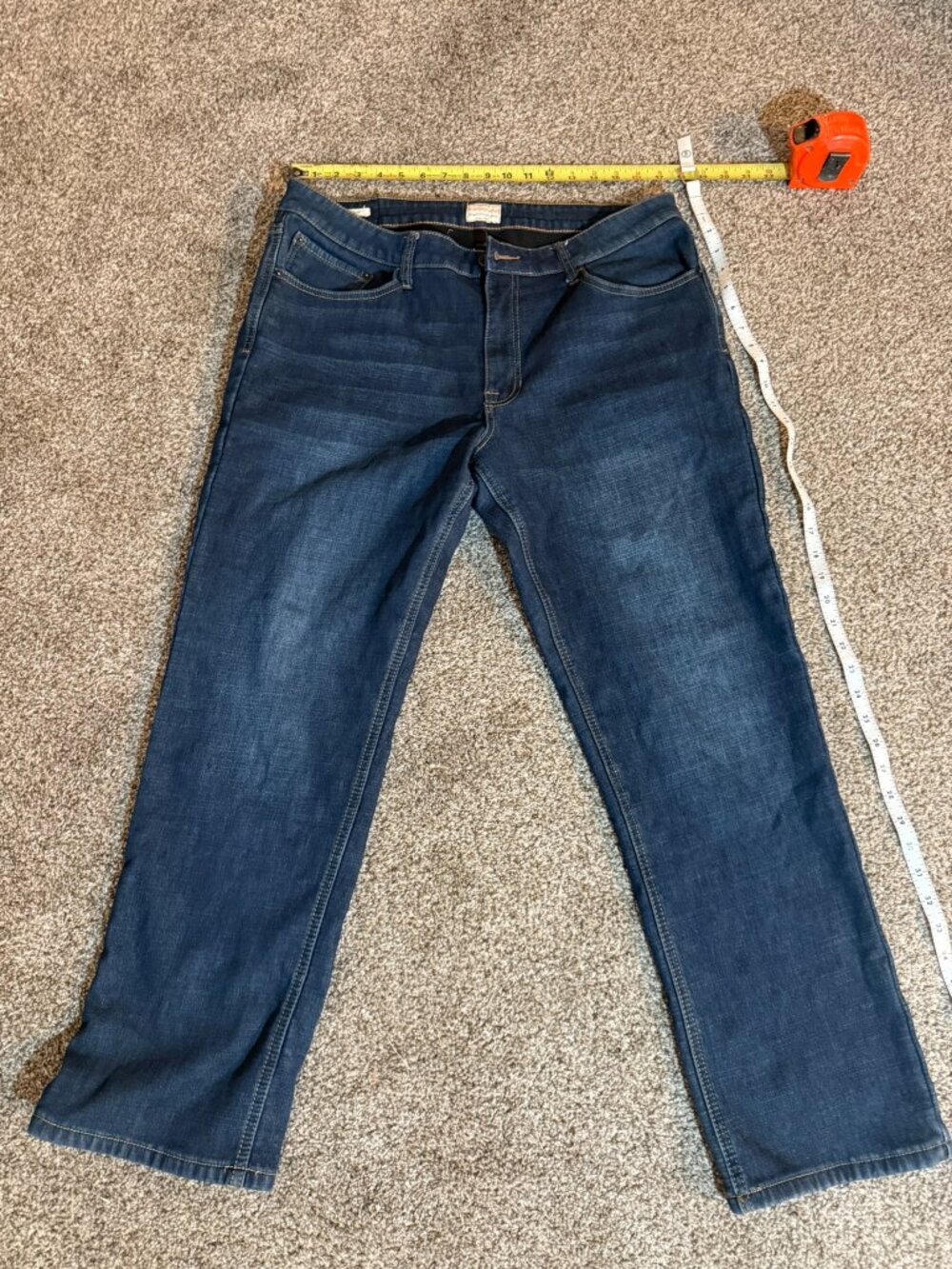 Weatherproof Vintage Men's Fleece Lined Regular Fit Jeans 36x30 Dark Wash Denim